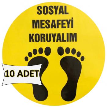 Sosyal Mesafeyi Koruyalım Etiketi Sticker 32 cm 10 ADET