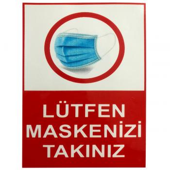 Lütfen Maskenizi Takınız Etiketi Sticker 15x20 cm