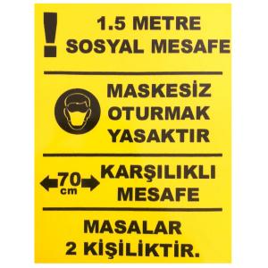 Yemek Masası Sosyal Mesafe Etiketi Sticker 15x20 cm