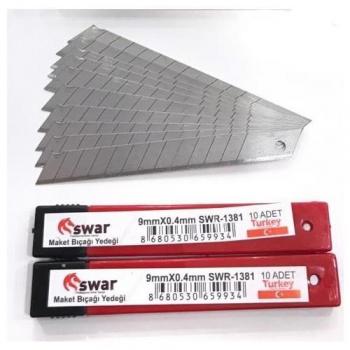 Swar Geniş Maket Bıçağı Ağzı 18mmx0.35mm 10 Adetli 1 Paket